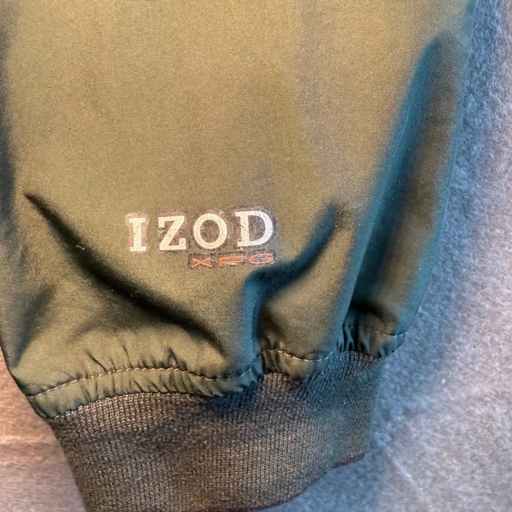 IZOD XFG Mens XXL Forest Green V-Neck Windbreaker Pullover Golf Jacket RN 36543
